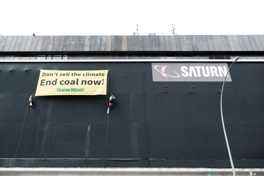 Robin Wood Aktivists protesting against further use of coal